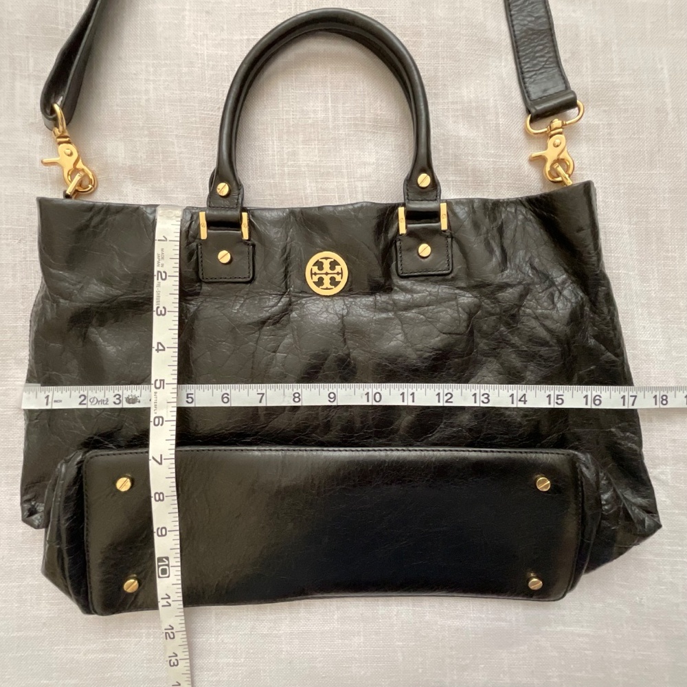 Tory Burch Black “Dena Distressed Leather Handbag - Picture 4 of 16